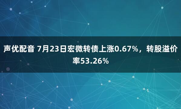 声优配音 7月23日宏微转债上涨0.67%，转股溢价率53.26%